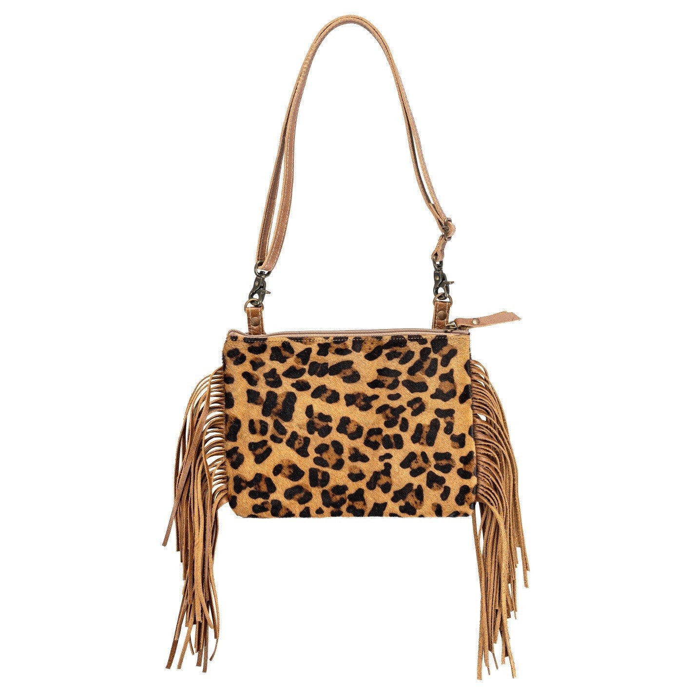 Sassy Fringed Leopard Crossbody