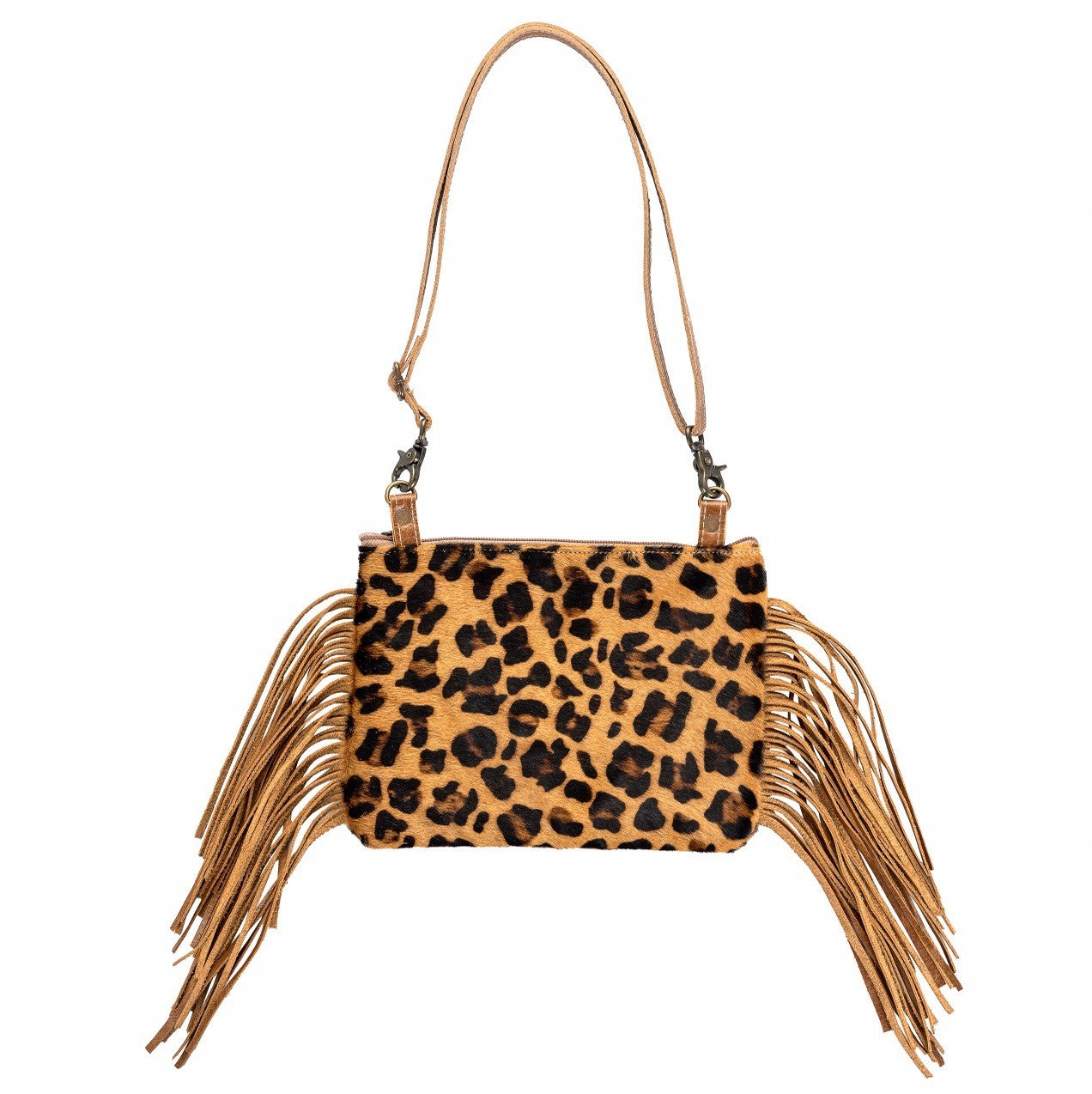 Sassy Fringed Leopard Crossbody