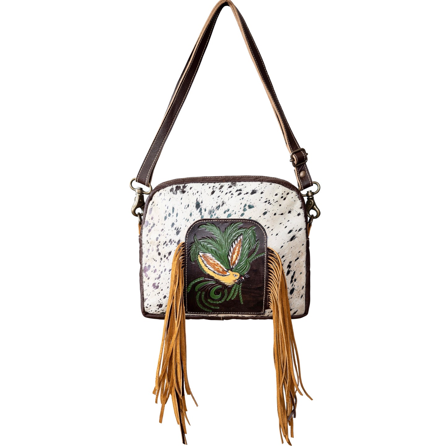 Flying Hand Tooled Bird Shoulder Bag