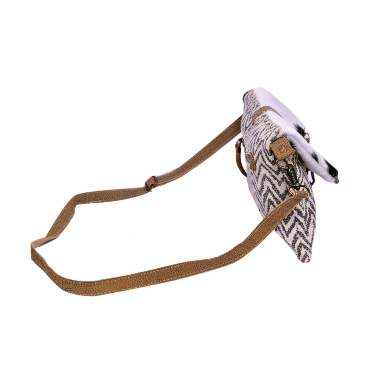 Zigzag Rug With Hairon Flap Crossbody