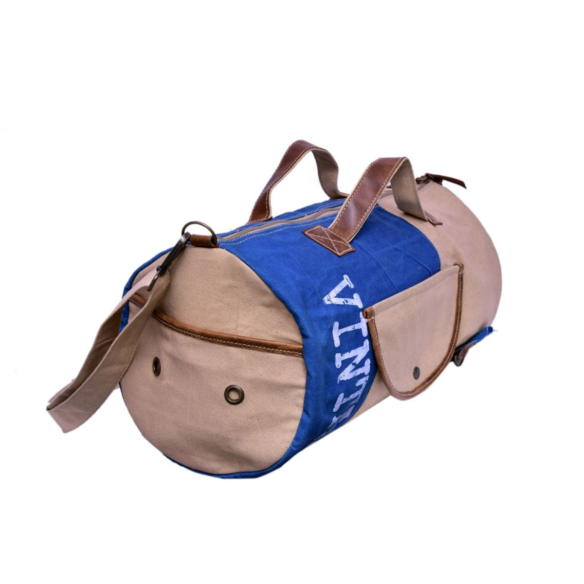 Vintage & Flag Print Duffle Bag