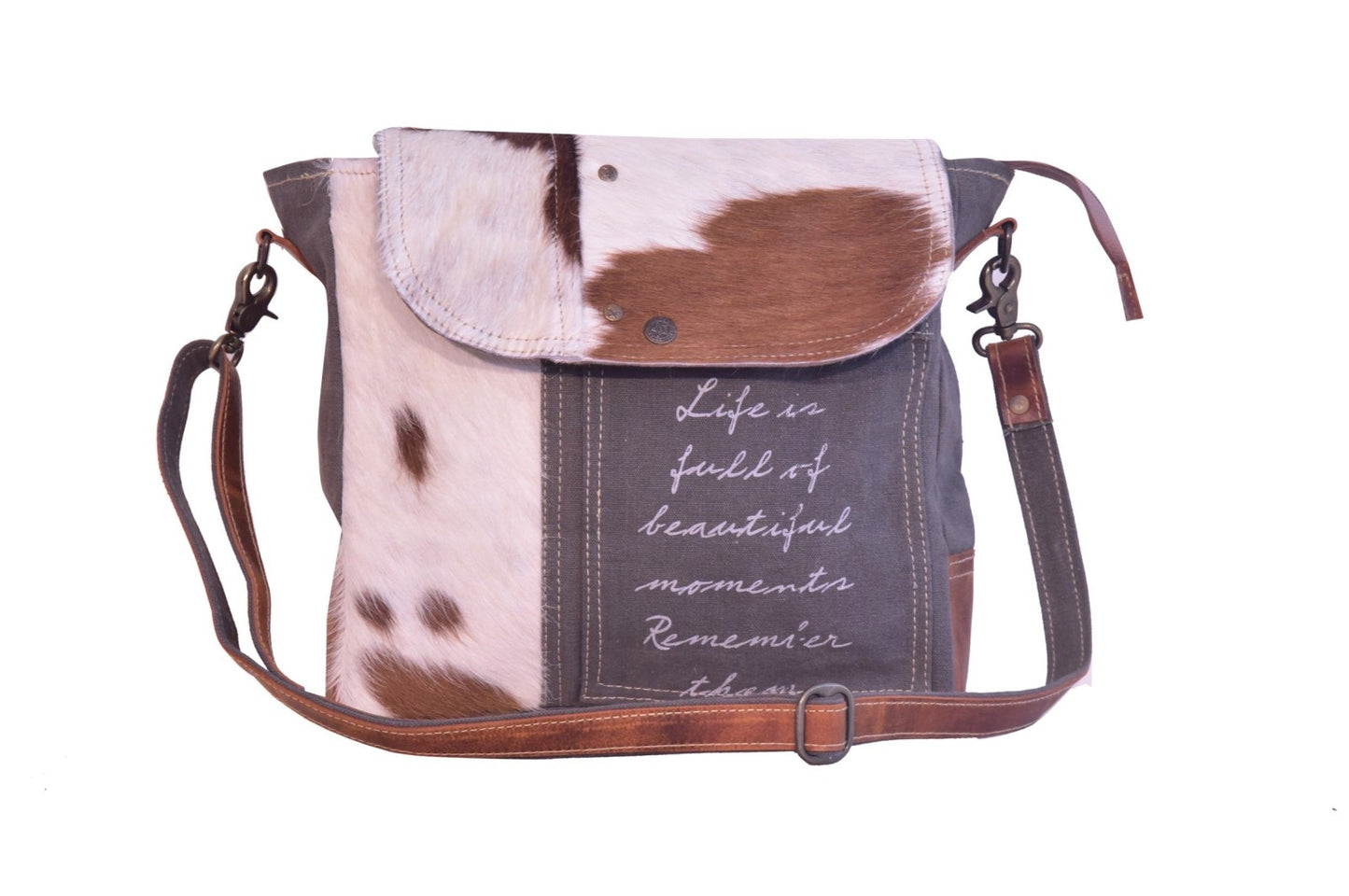 "Life of Full" Print With Hairon Shoulder Bag