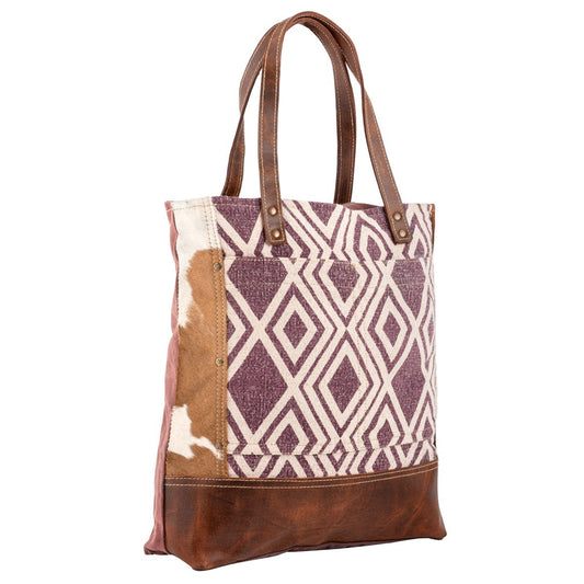 Maroon Geometric Tote Bag