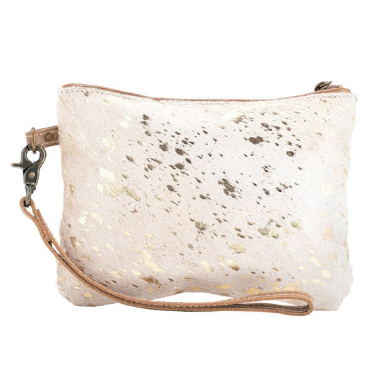 Glitzy  White Golden pouch
