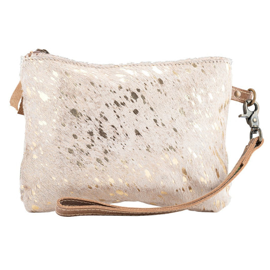 Glitzy  White Golden pouch