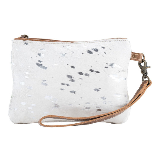 Glitzy White Silver pouch