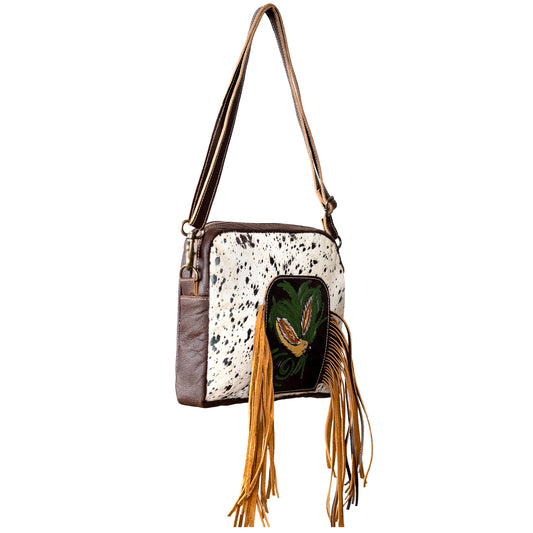 Flying Hand Tooled Bird Shoulder Bag