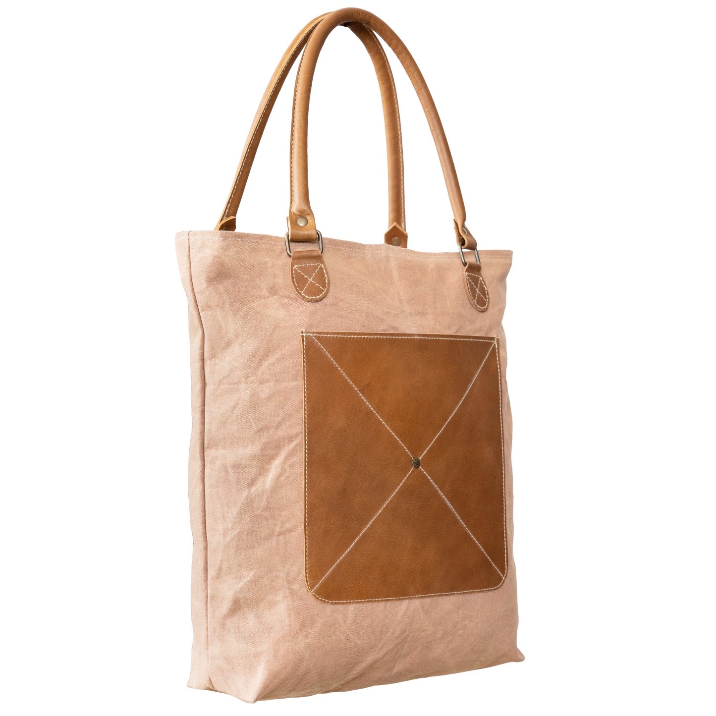 Front Pocket Lite Brown Tote Bag