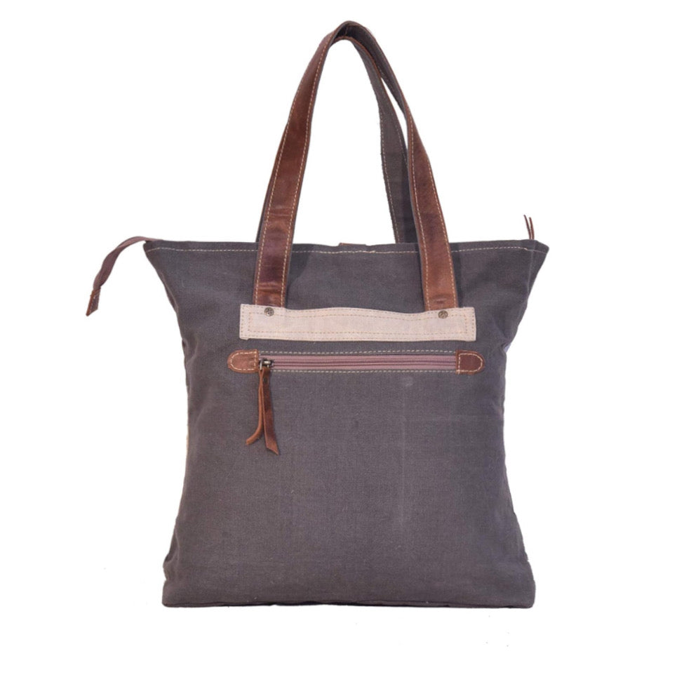 Star Print On White Washed Tote Bag