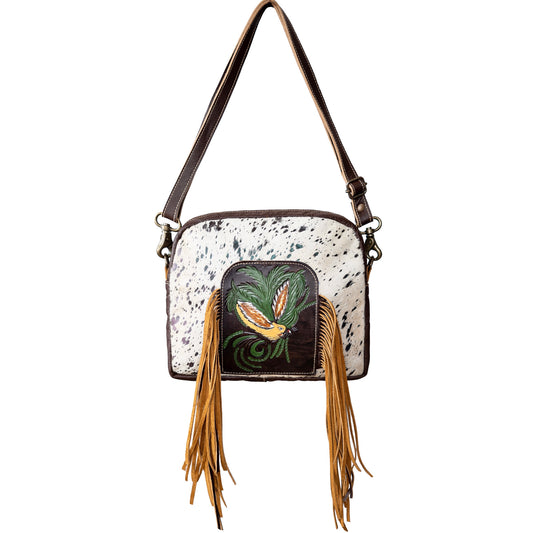 Flying Hand Tooled Bird Shoulder Bag