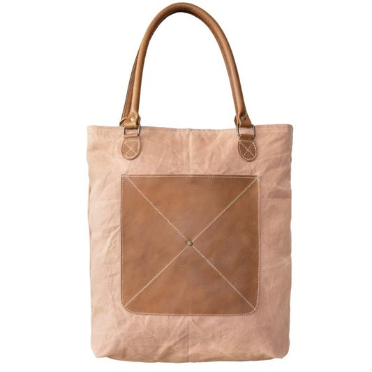 Front Pocket Lite Brown Tote Bag