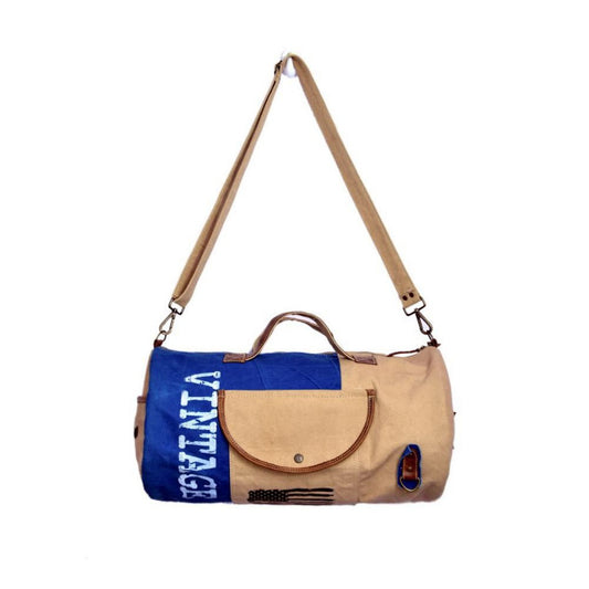 Vintage & Flag Print Duffle Bag