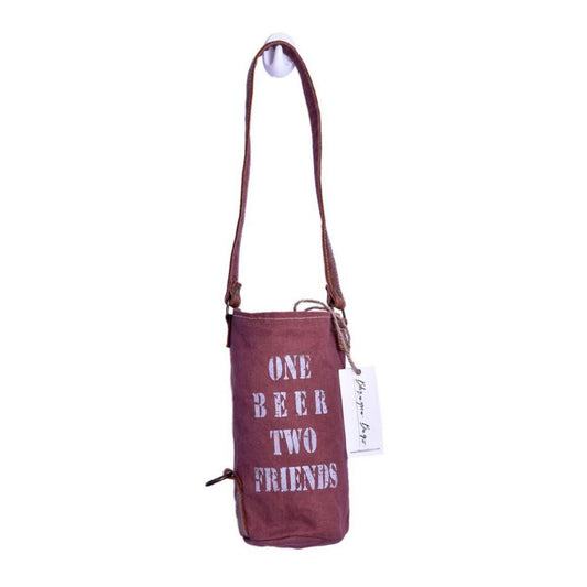 Brown  "One Beer Two Friends" Barware