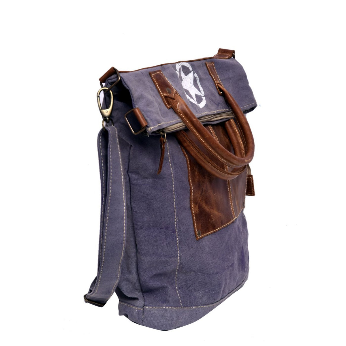 Purple Washed Star Print Shoulder Cum Tote Bag