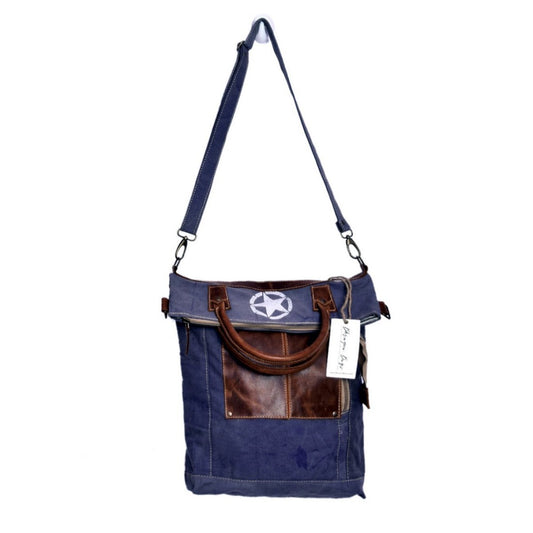 Purple Washed Star Print Shoulder Cum Tote Bag