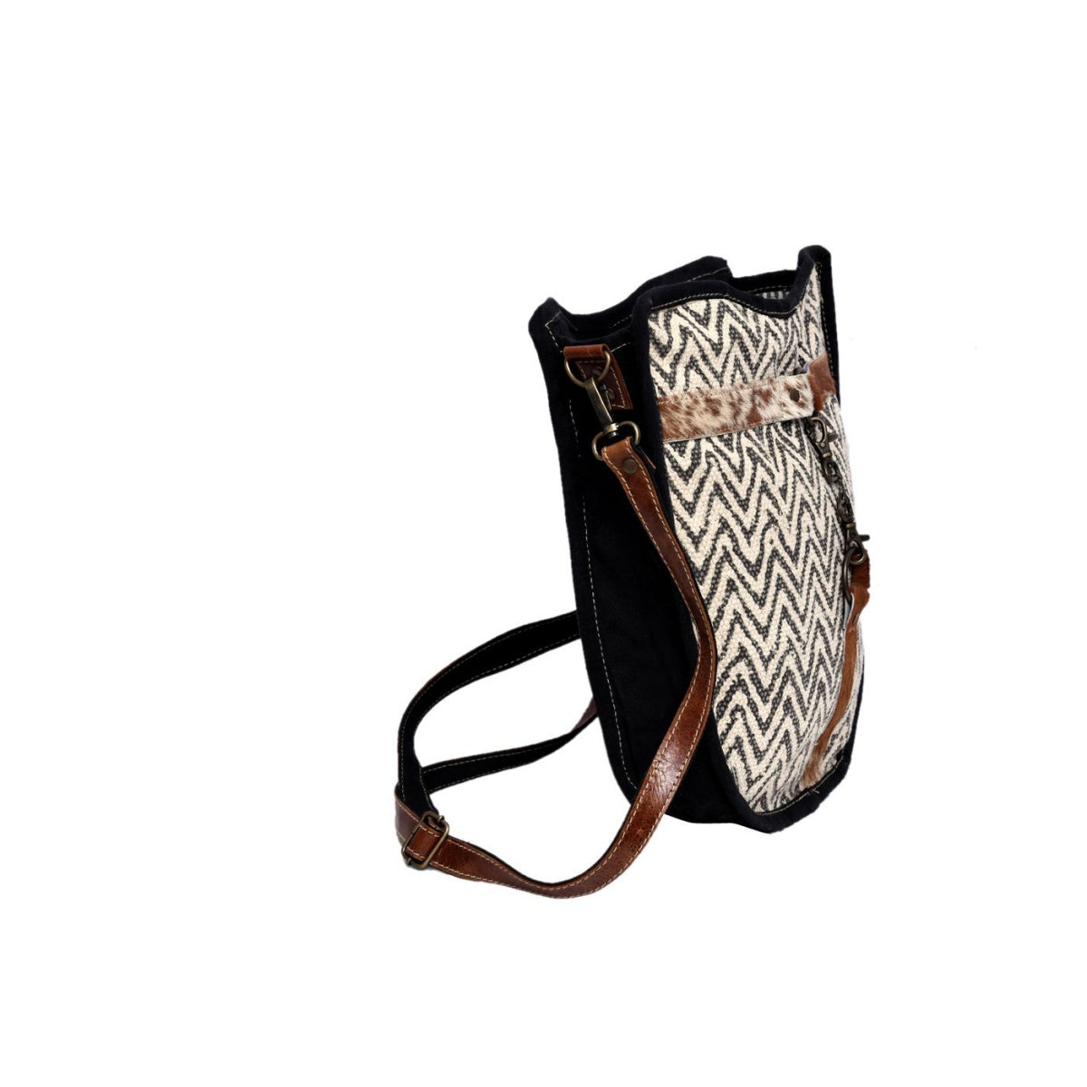 Hairon Strip on Rug Shoulder Bag
