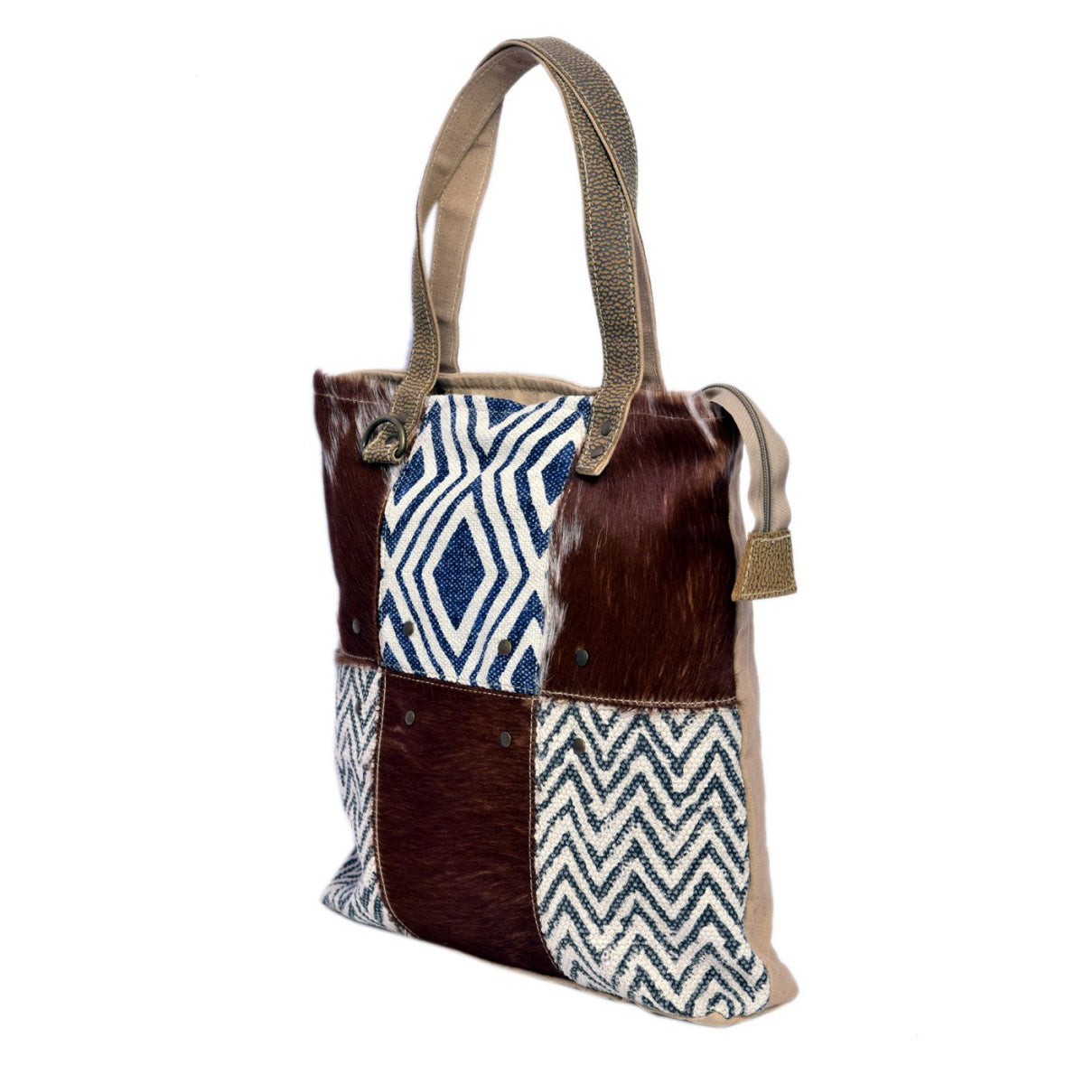 Six Block Rug And Hairon Tote Bag