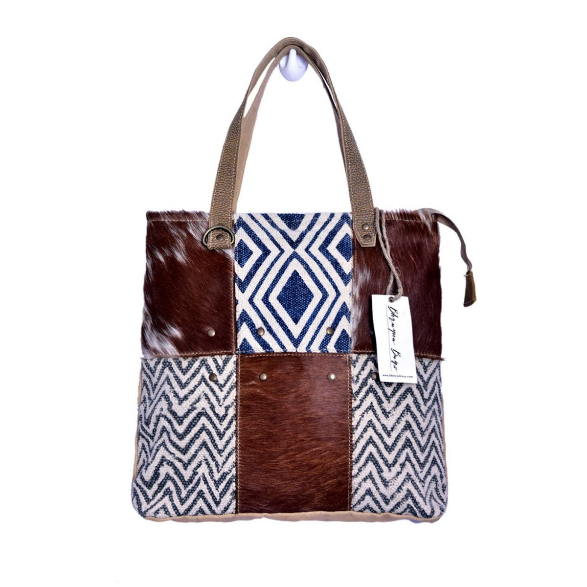 Six Block Rug And Hairon Tote Bag