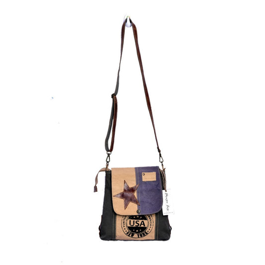 Round USA Print Small Shoulder Bag