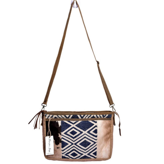 Blue Rug With Hairon Shoulder Bag