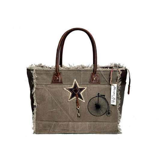 Cycle Print With Star Key Rough Cut Weekender Bag