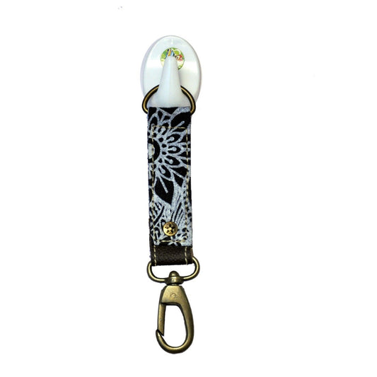 Black Floral Printed Key Chain