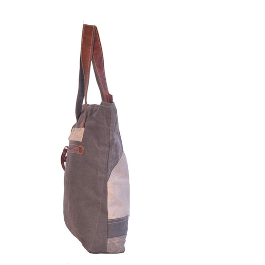 Star Print On White Washed Tote Bag