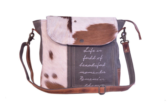 "Life of Full" Print With Hairon Shoulder Bag