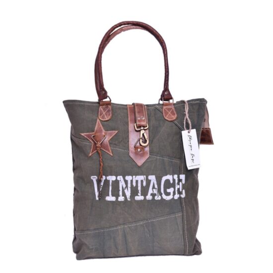 Vintage Print With Star Tote Bag