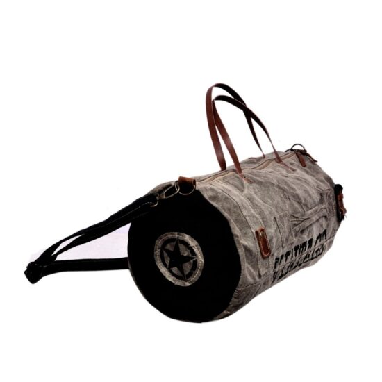 Grey Washed Vintage Print Gym and Duffle Bag - Image 3