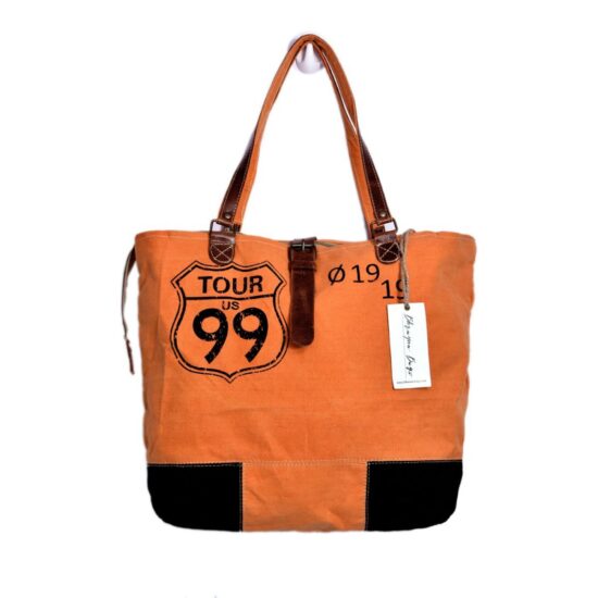 Tour US 99 & 019 19 Print Orange Tote Bag