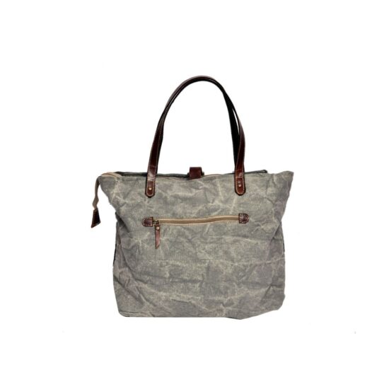 White Vintage Print On Black Tote Bag - Image 2