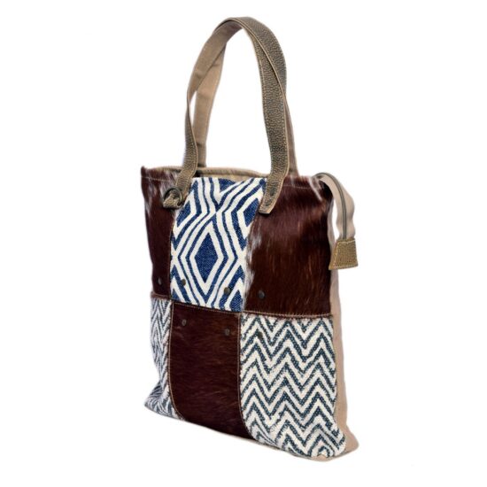 Six Block Rug And Hairon Tote Bag - Image 3