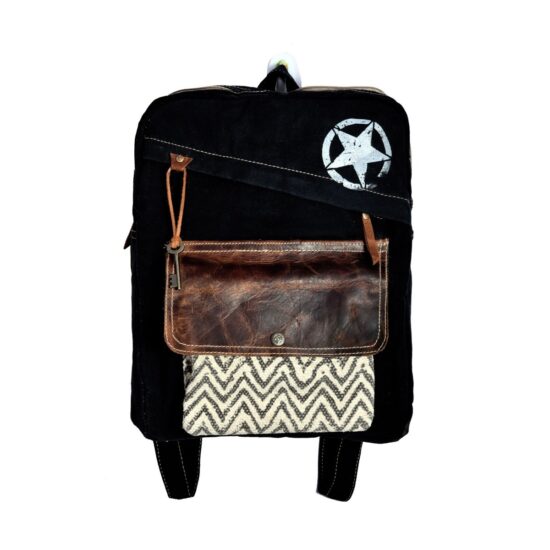Star Print With Zigzag Rug Pocket Backpack